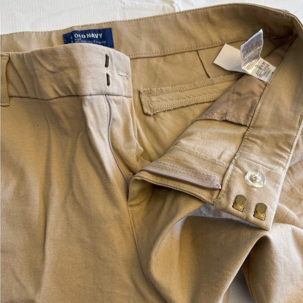 Old Navy Tan Trousers with Belt Loops and Tapered Leg